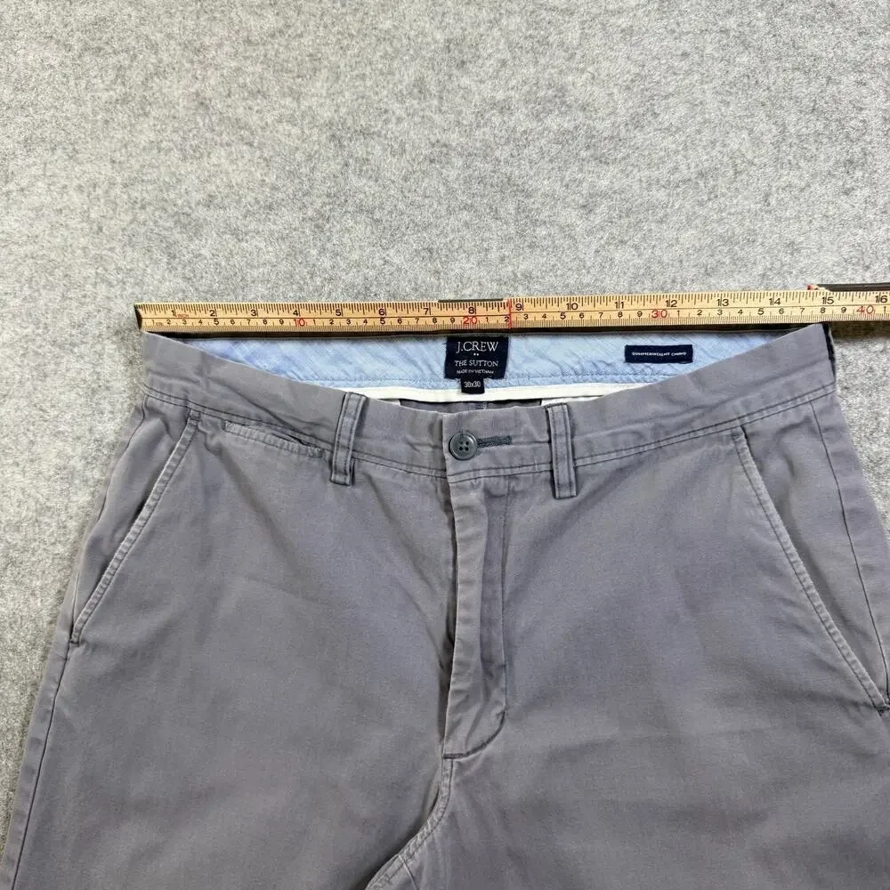 J.Crew Sutton Chino Pants Mens 30x30 Gray Slim Fit Cotton Flat Front Preppy